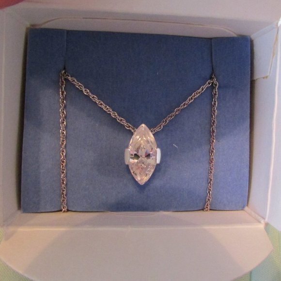 Avon Jewelry - Vintage Avon Luminosity Ultra Marquise CZ Necklace - Multi-Tone Chain